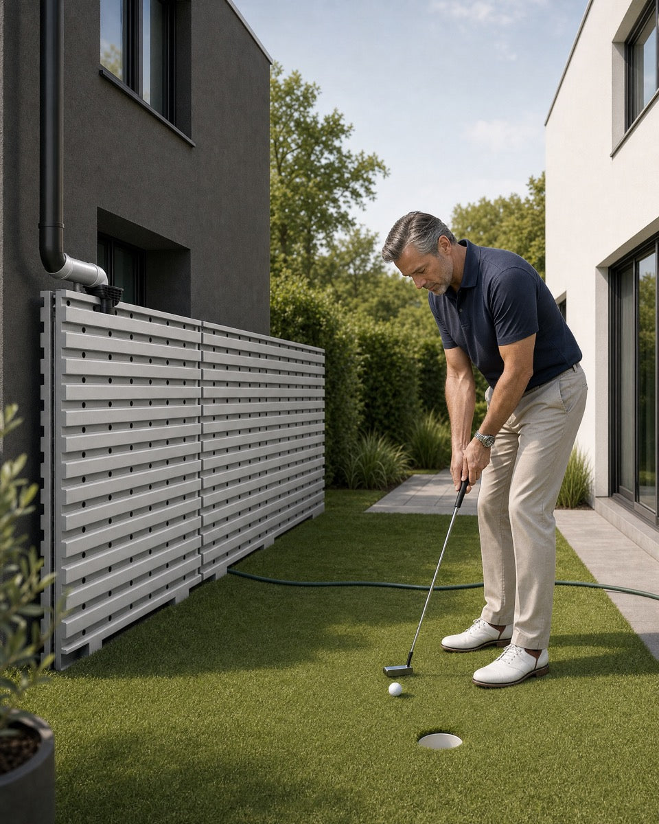 Gartenwand mit Regenwasserspeicher – förderfähige Regenwassernutzung